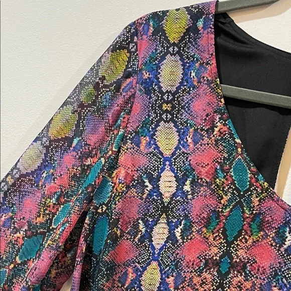 Show Me Your Mumu Boho Colorful Patterned Women's Top Dress Small Sheer Sleeves - Picture 3 of 12